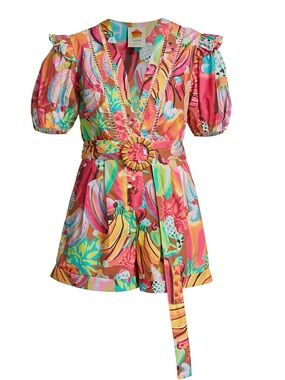 🍌 Farm Rio Fruit Salad Plunge Romper - Size XS